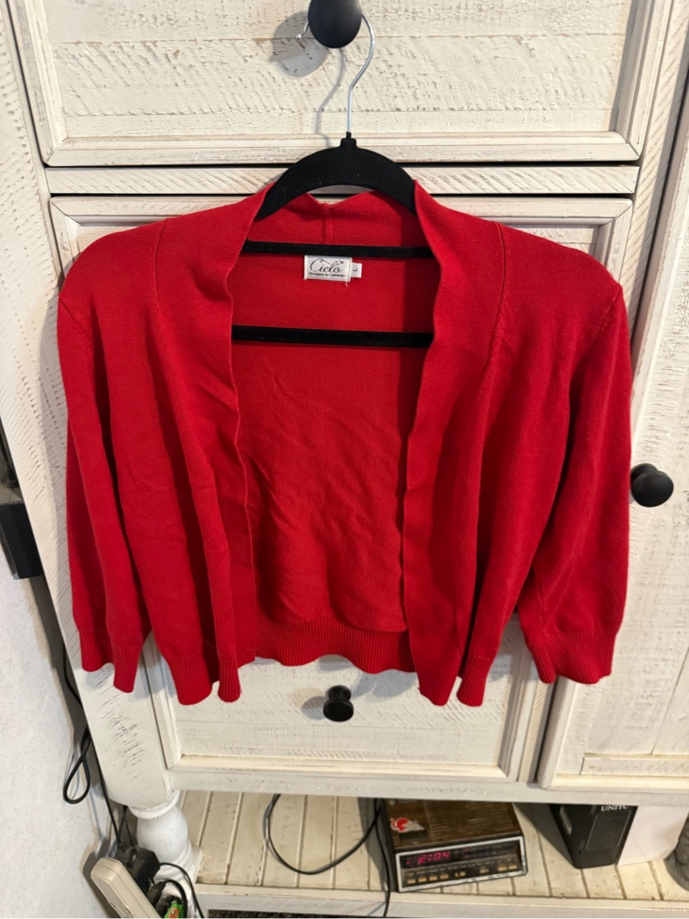 Cielo Bright Red Open-Front Cropped Cardigan